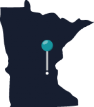 Map of Minnesota featuring Minneapolis