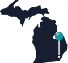 Map of Michigan featuring Troy